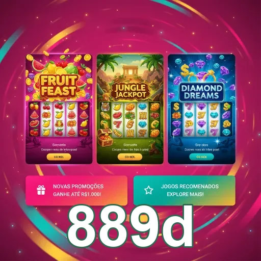Slots populares no 889d, incluindo Fruit Feast e Jungle Jackpot.