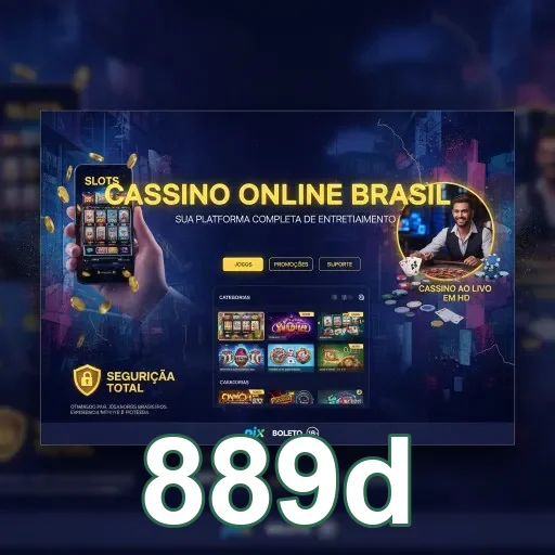 Interface do site 889d mostra opções de jogos e suporte.