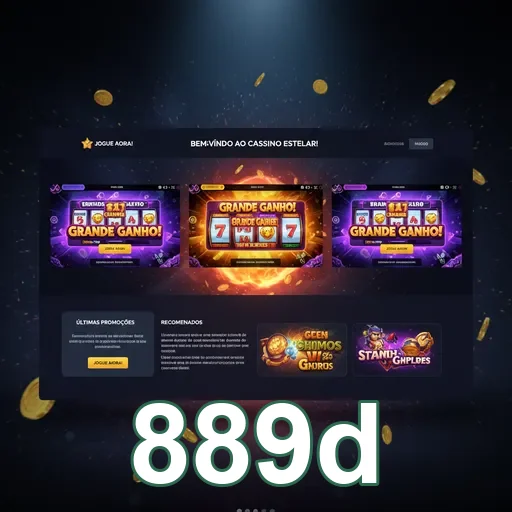 Tela do app 889d com slots e boas-vindas ao cassino.