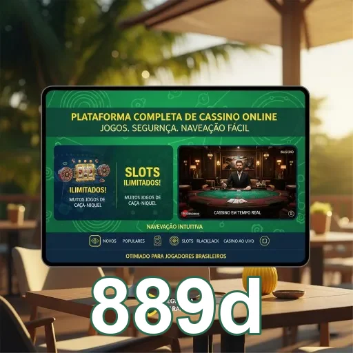 Tela do site 889d mostrando jogos de cassino e suporte VIP.