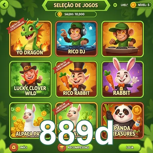 Tela do aplicativo 889d mostrando seleção de jogos populares.