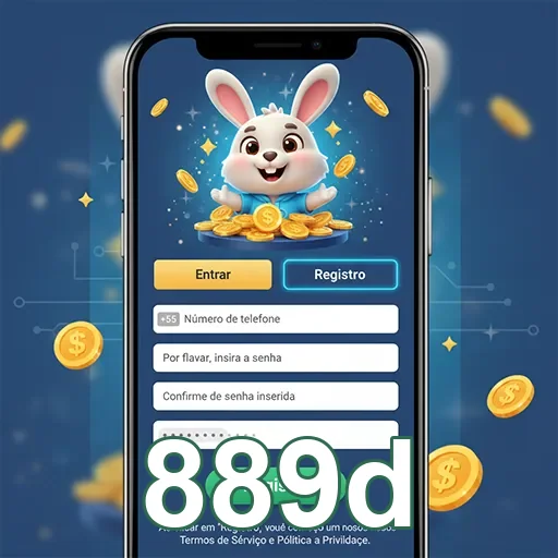 Interface de registro da 889d com coelho e moedas.